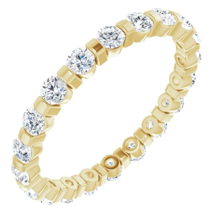 Simple Wedding Rings For Minimalist Weddings-14K Yellow 1 CTW Natural Diamond Eternity Band Size 6