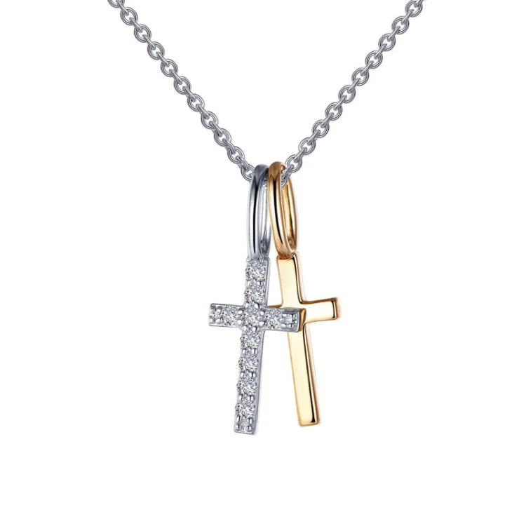 Sparkling Chain Necklace For Special Occasions-Cross Shadow Charm Pendant Necklace