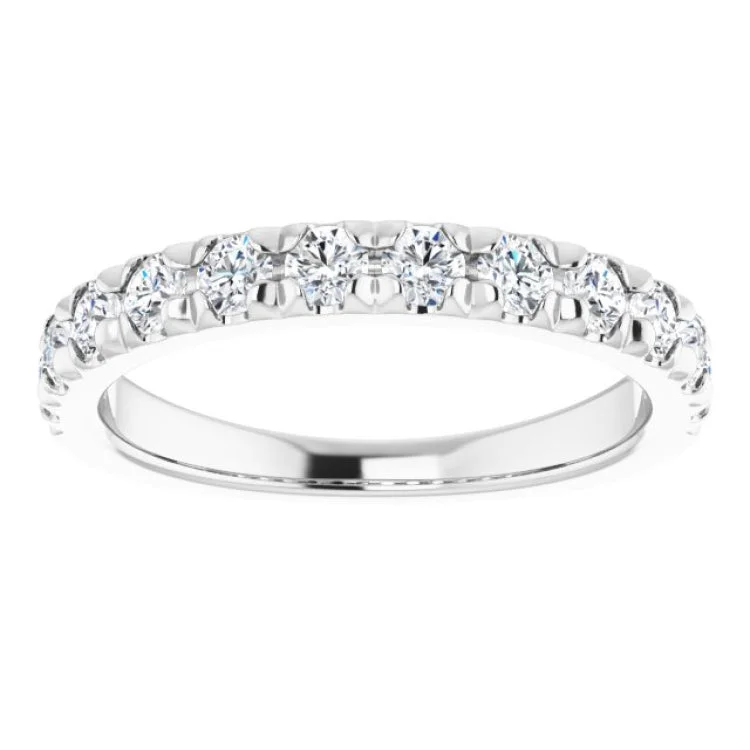 Trendy Vintage Rings For Engagement-14K White 3/4 CTW Natural Diamond French-Set Anniversary Band