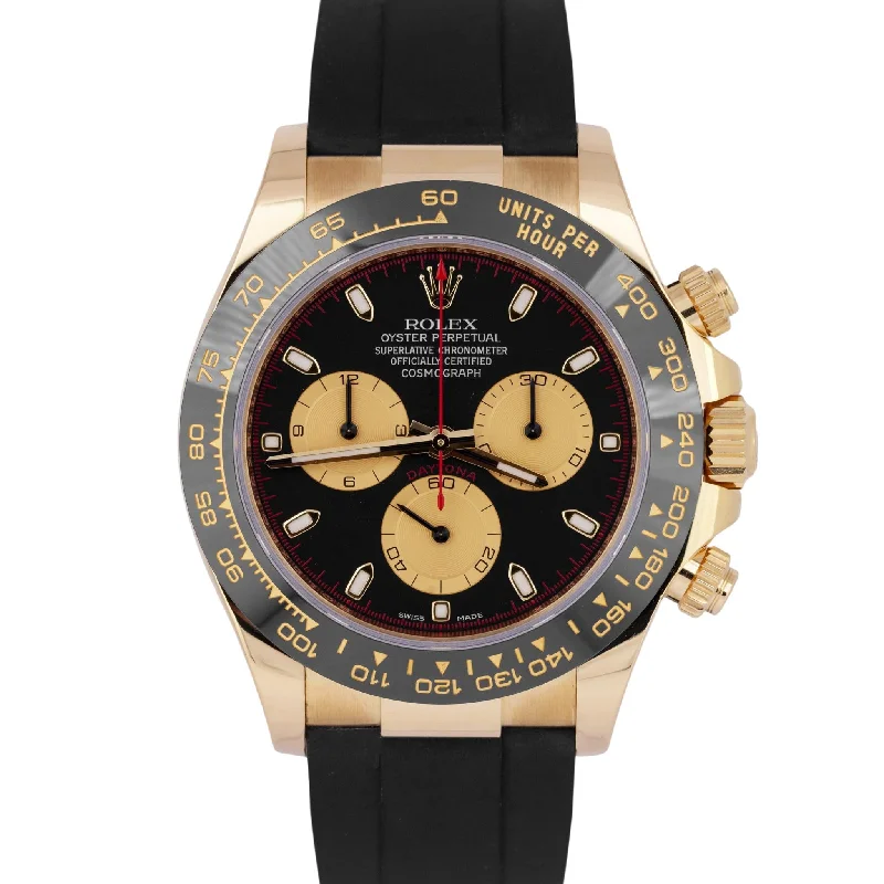 Custom Watches With Personalized Engraving-NEW PAPERS Rolex Daytona 18K Gold Paul Newman Oysterflex 116518 Watch BOX