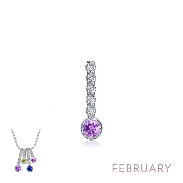 Unique Custom Necklace With Initials-February Birthstone Love Pendant