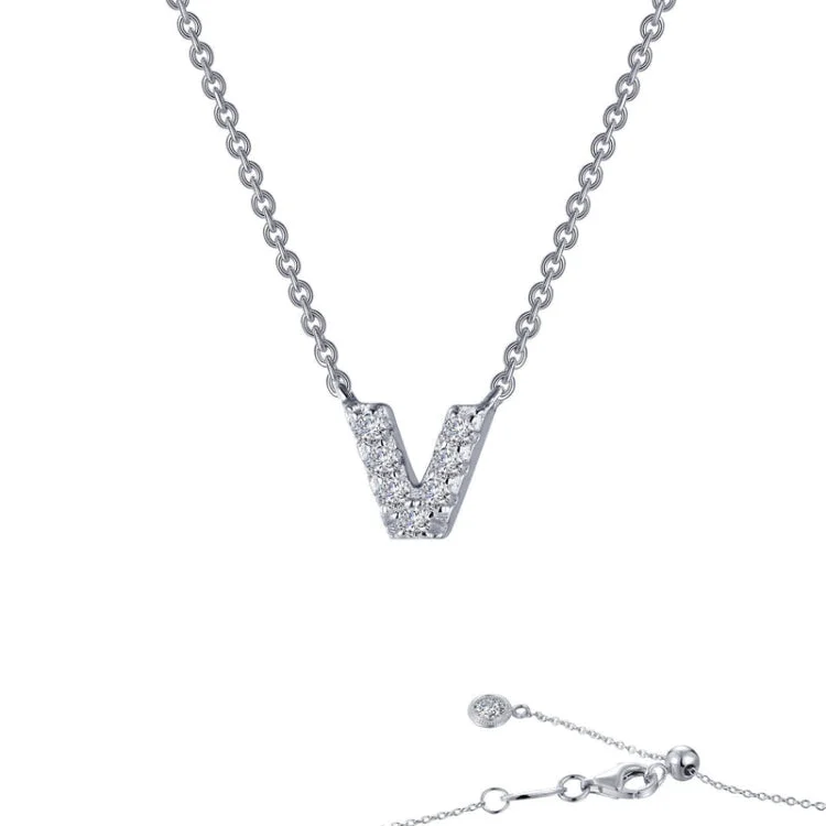 Classic Beaded Necklace For Special Events-Letter V Pendant Necklace