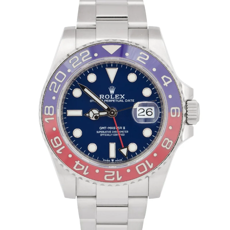 Unique Watches With Wood Accents-NEW PAPERS Rolex GMT-Master II PEPSI Red Blue 18K White Gold 126719 BLRO BOX