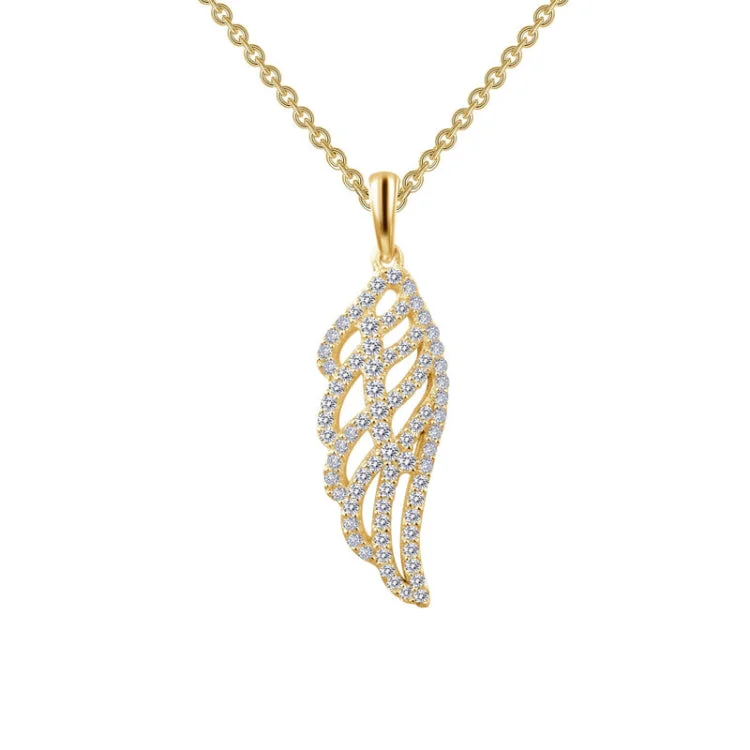 Trendy Silver Necklace For Day Wear-Angel Wing Pendant Necklace