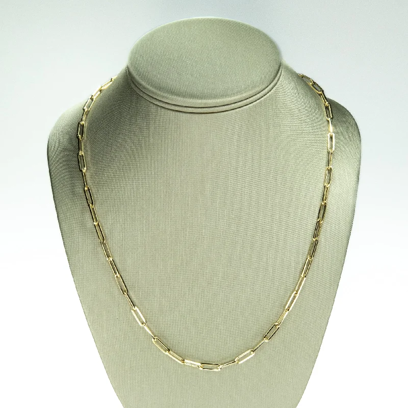 Boho Chic Necklace For Festivals-New 3.8mm Wide Oval Paperclip Link 20" Chain Necklace in 14K Yellow Gold