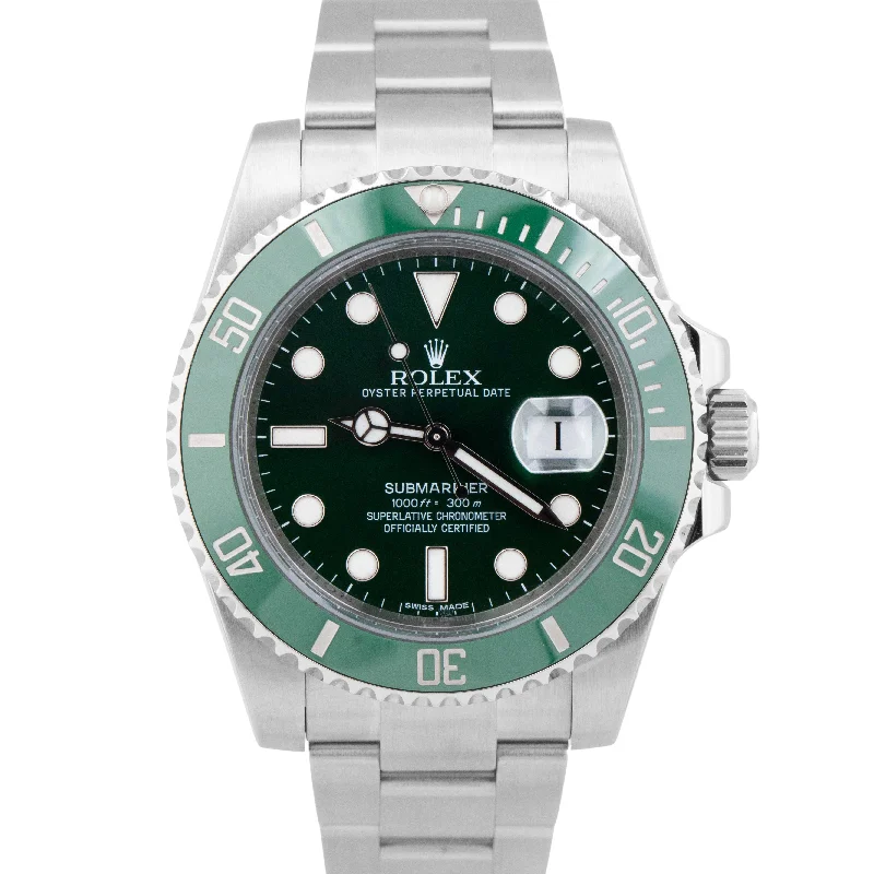 Elegant Watches With Metal Bands-MINT PAPERS Rolex Submariner Date Hulk Green Ceramic Steel Watch 116610 LV BOX