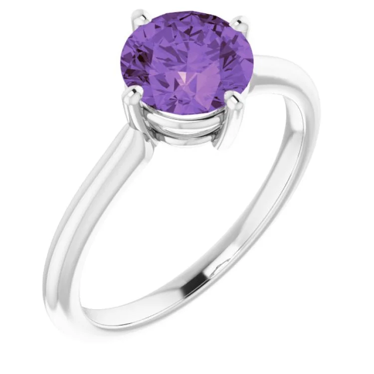 Classic Titanium Wedding Rings For Men-Platinum Natural Amethyst Ring