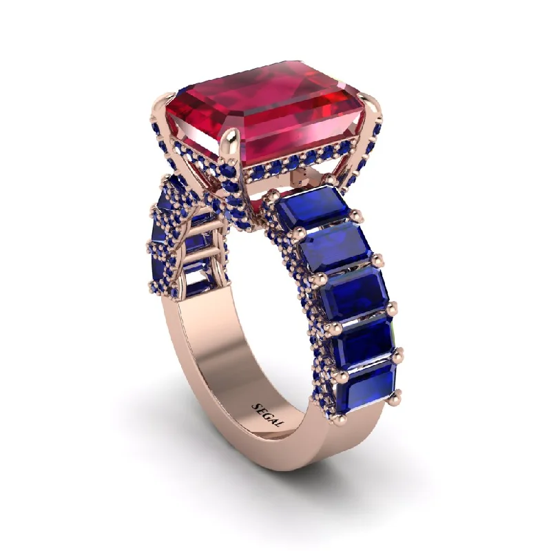 Custom Promise Rings For Unique Couples-Luxury Emerald Cut Ruby Engagement Ring - Nadia No. 71