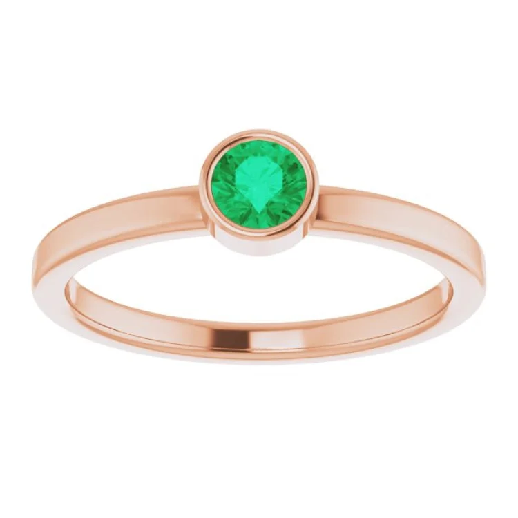 Trendy Engagement Rings With Pearls-14K Rose 4 mm Natural Emerald Ring