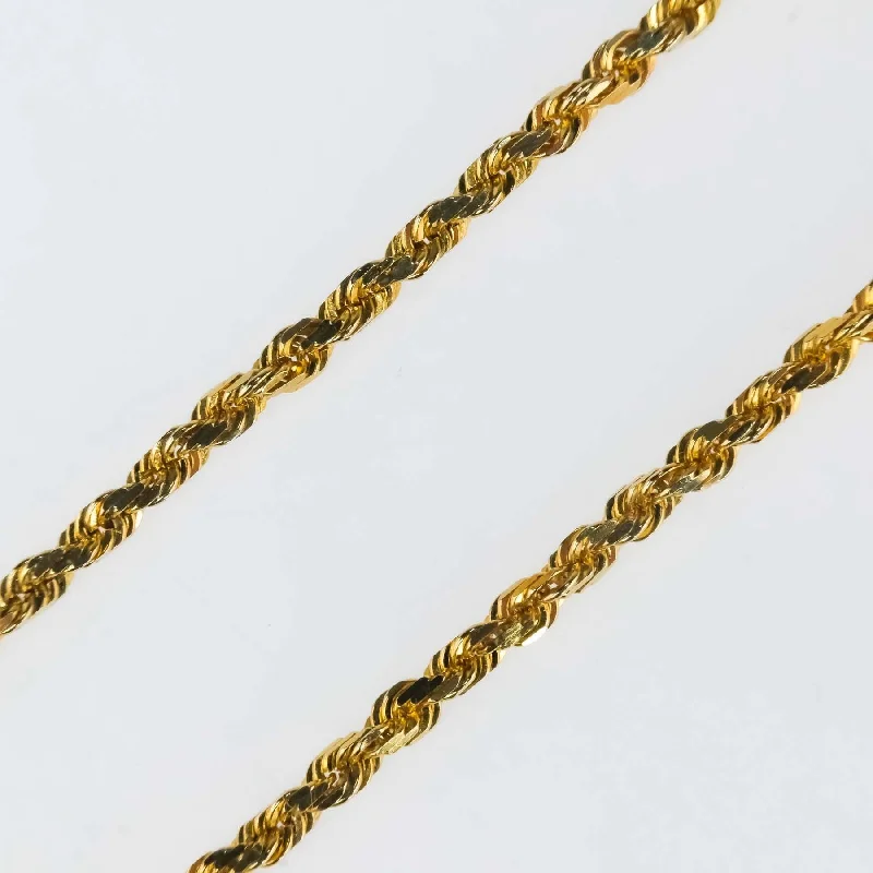 Dainty Gold Necklace For Minimalist Style-2mm Wide Rope Link 20" Chain Necklace in 14K Yellow Gold