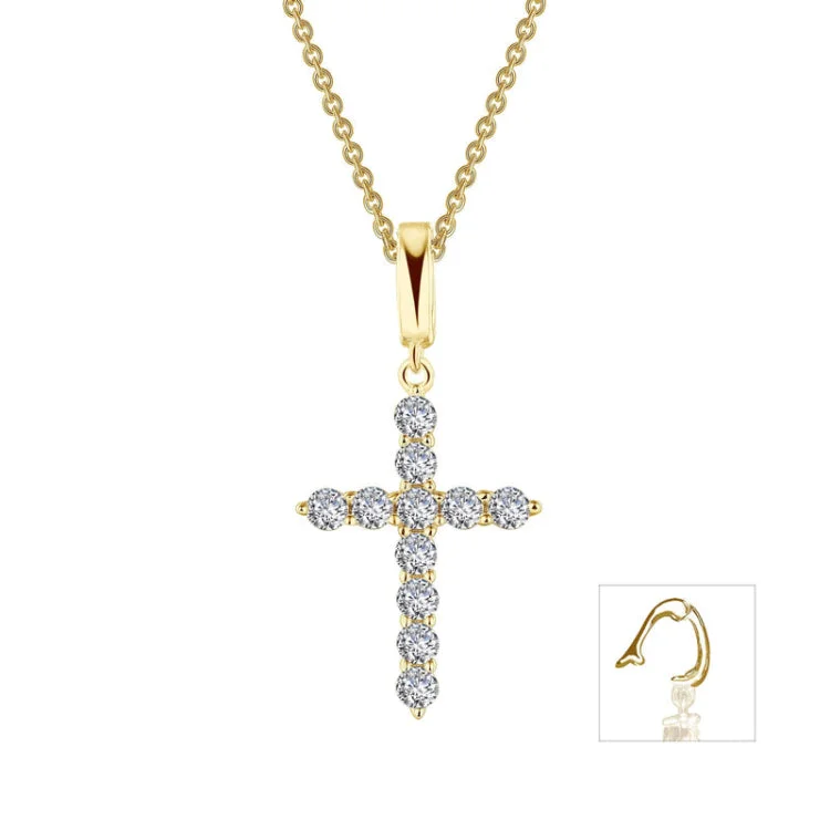 Colorful Crystal Necklace For Day Wear-0.55 CTW Cross Pendant Necklace