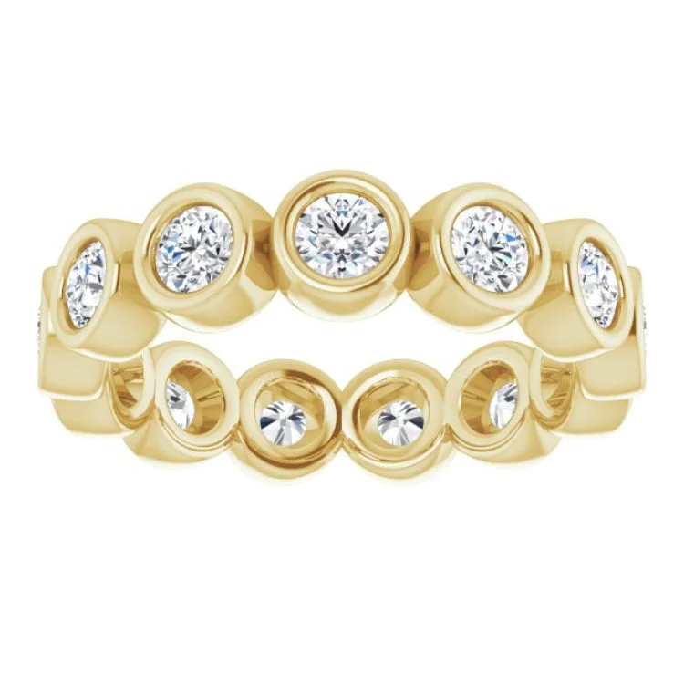 Classic Solitaire Rings For Engagement Gifts-14K Yellow 1 1/3 CTW Natural Diamond Eternity Band Size 6