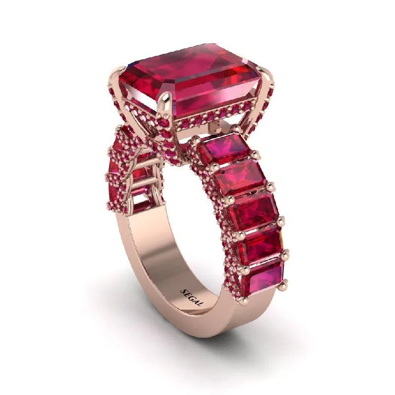 Trendy Engagement Rings With Pearls-Luxury Emerald Cut Ruby Engagement Ring - Nadia No. 56