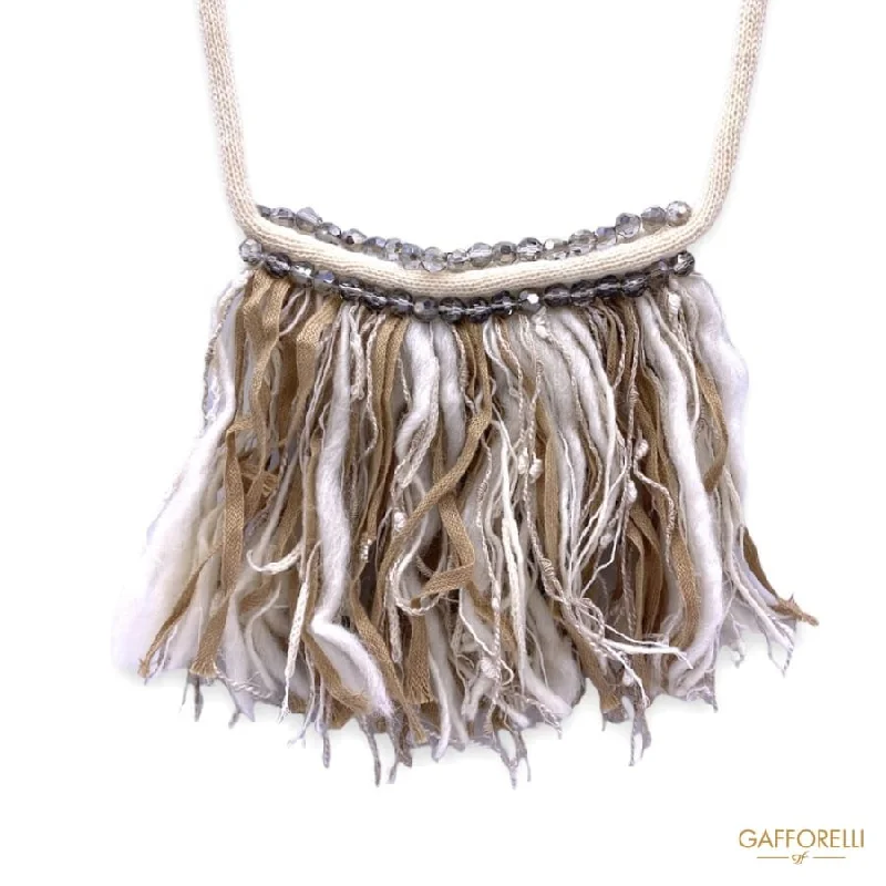 Elegant Heart Necklace For Romantic Look-Soft Necklace with Beads and Fringes C282 - Gafforelli Srl