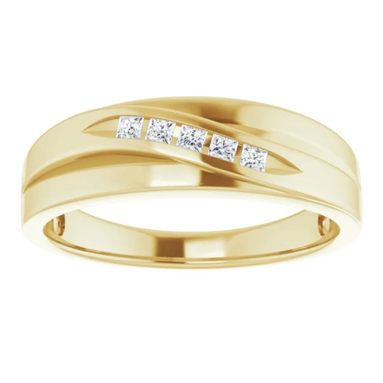 Personalized Promise Rings For Special Occasions-14K Yellow 1/6 CTW Natural Diamond Band