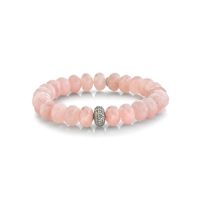 Silver Bracelets For Women-Guava Quartz Bracelet with Diamond Donut - 10mm  B0001808