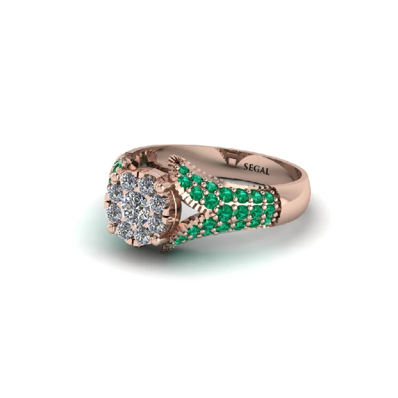 Custom Vintage Rings For Special Occasions-Emerald Floral Cluster Engagement Ring  - Penelope No. 17