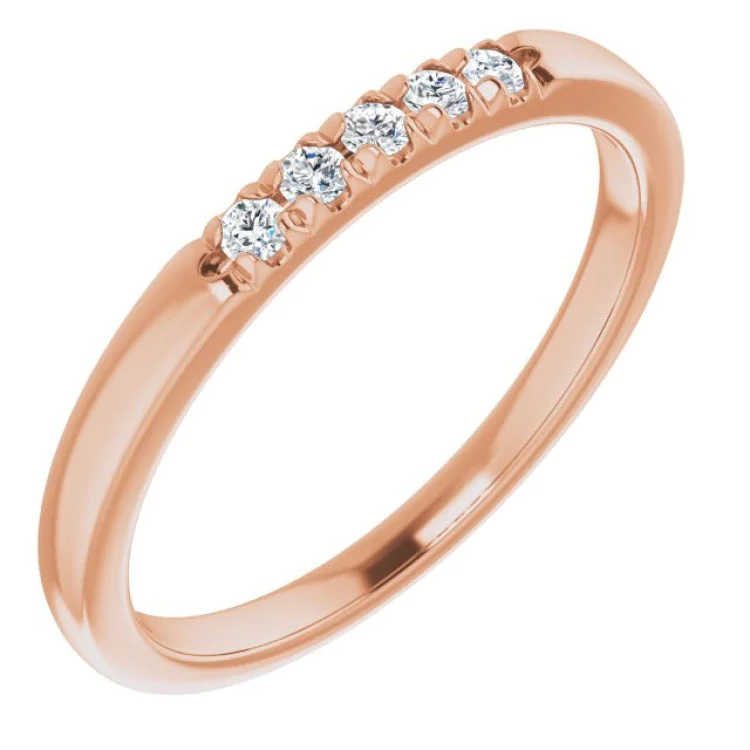 Personalized Wedding Rings For Timeless Style-14K Rose 1/10 CTW Natural Diamond Anniversary Band