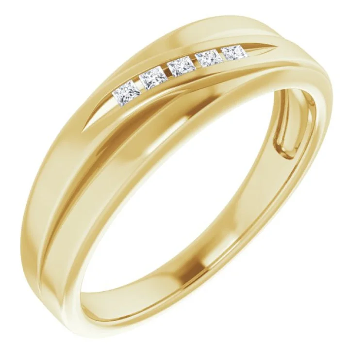 Unique Stacking Rings For Bridesmaids-14K Yellow 1/8 CTW Natural Diamond Band