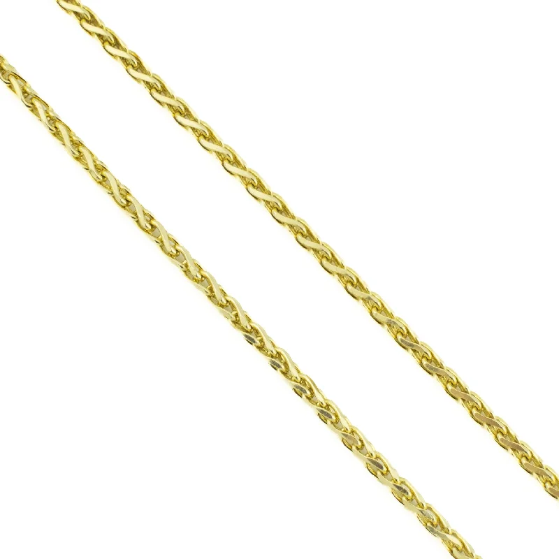 Elegant Sapphire Necklace For Special Events-2mm Wide Wheat Link 18" Chain Necklace in 14K Yellow Gold - 9.1 Grams