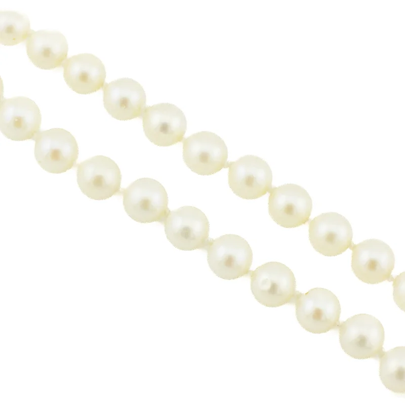 Vintage-Inspired Necklace For Brides-6mm Round Pearl Single Strand 18" Necklace in 14K Yellow Gold