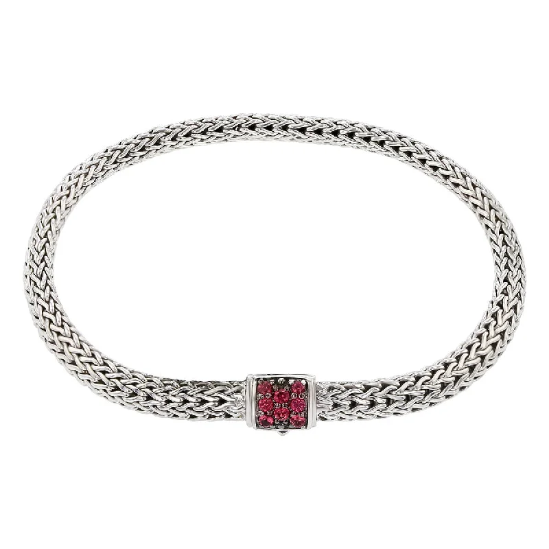 Inspirational Bracelets For Women-John Hardy Classic Chain Bracelet with Pink Spinels