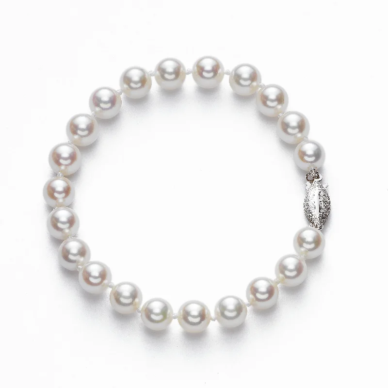 Sports Team Bracelets-Saltwater Cultured Pearls, 6.75MM Bracelet, 14K Gold