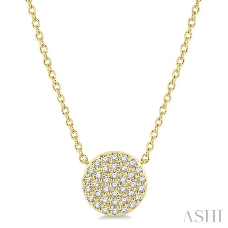 Custom Gold Pendant Necklace For Special Gifts-1/6 Ctw Disc Round Cut Diamond Necklace in 10K Yellow Gold