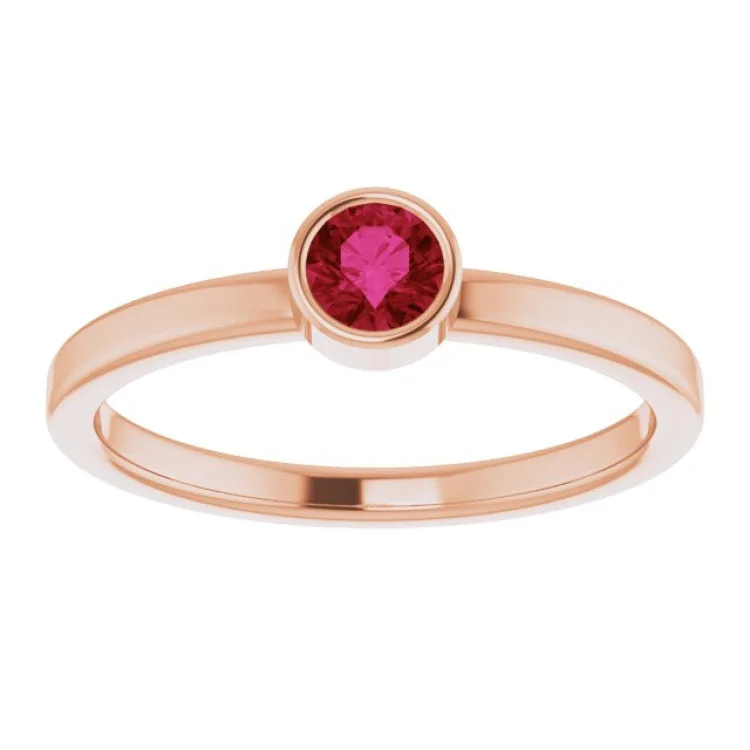 Personalized Wedding Bands For Her-14K Rose 4 mm Lab-Grown Ruby Ring