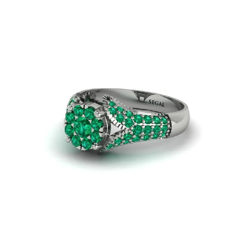 Classic Diamond Rings For Timeless Style-Emerald Floral Cluster Engagement Ring  - Penelope No. 21