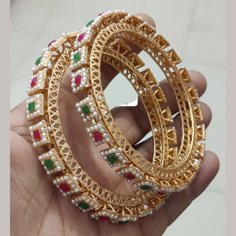 Personalized Custom Wedding Bangles For Grooms-Pooja Bangles Gold Plated Bangle Set