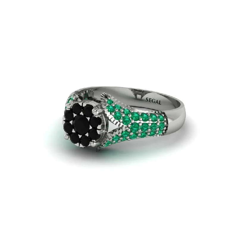 Luxury Platinum Rings For Engagement-Emerald Floral Cluster Engagement Ring  - Penelope No. 24