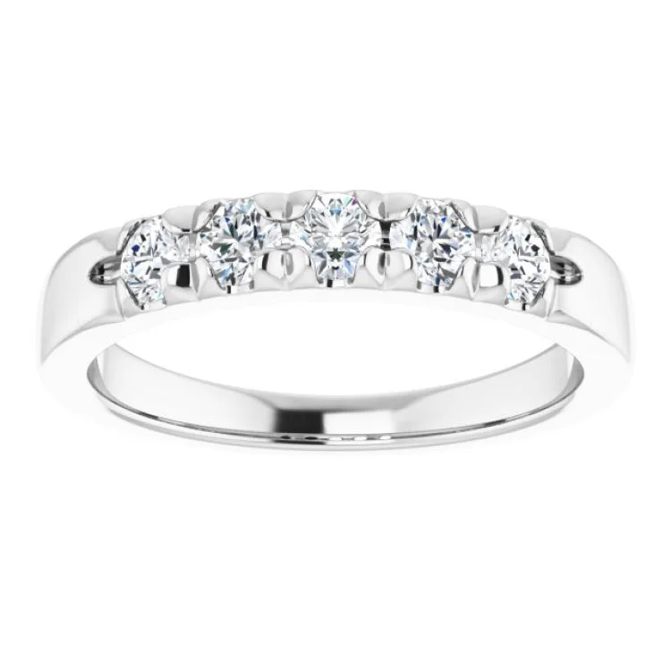 Elegant Silver Rings For Daily Wear-14K White 1/2 CTW Natural Diamond Anniversary Band