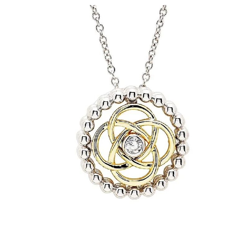 Unique Gemstone Necklace For Elegant Look-Shanore : Sterlin Silver CZ Celtic Knot Necklace with Gold Plate