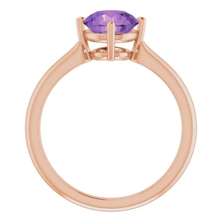 Unique Gold Engagement Rings For Brides-14K Rose Natural Amethyst Ring