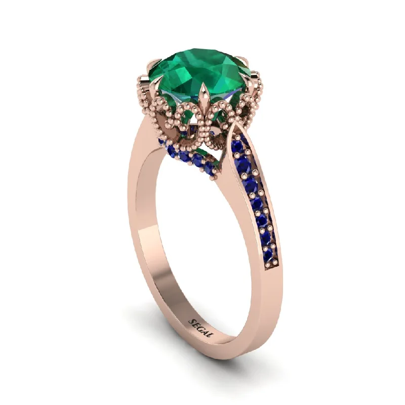 Simple Personalized Rings For Daily Style-Emerald Milgrain Engagement Ring - Yara No. 65