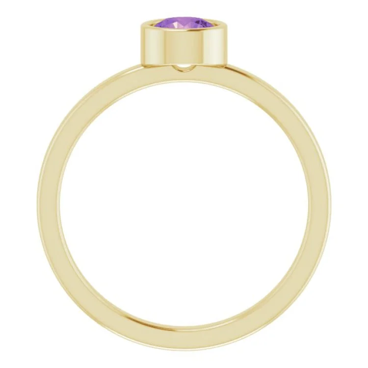 Handmade Engagement Rings For Unique Brides-14K Yellow 5 mm Natural Amethyst Ring