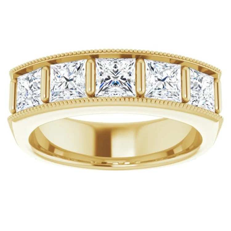 Custom Engagement Rings For Unique Proposals-14K Yellow 2 5/8 CTW Natural Diamond Milgrain Band