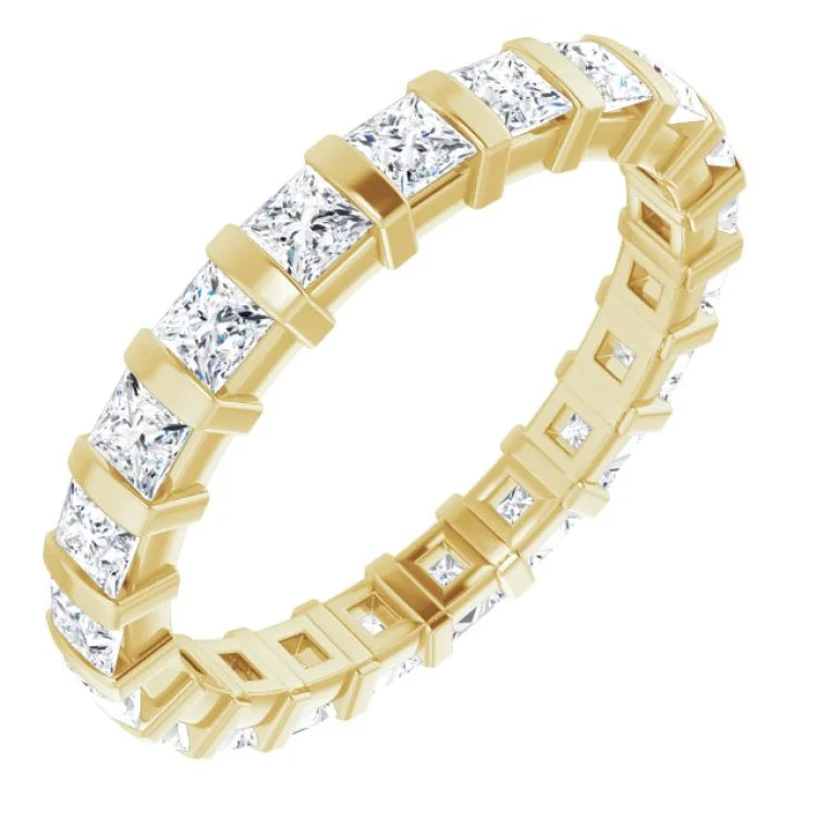 Trendy Vintage Rings For Engagement-14K Yellow 1 1/2 CTW Natural Diamond Eternity Band Size 6