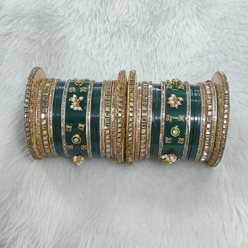 Elegant Custom Engagement Bangles For Bridesmaids-Pooja Bangles Gold Plated Mirror Bangles Set