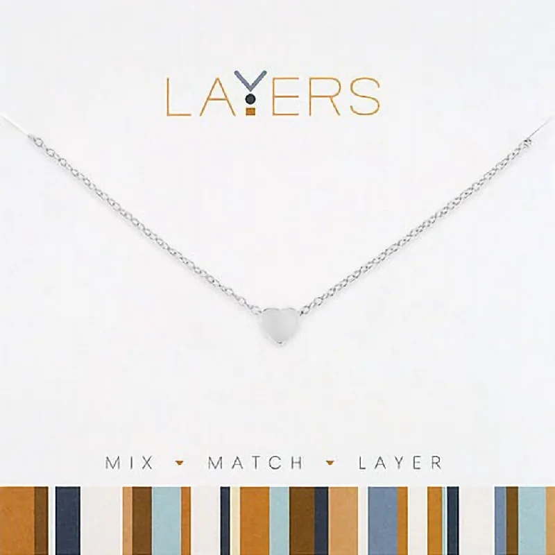 Sparkling Gold Necklace For Fashion Events-Center Court : Silver Heart Layers Necklace