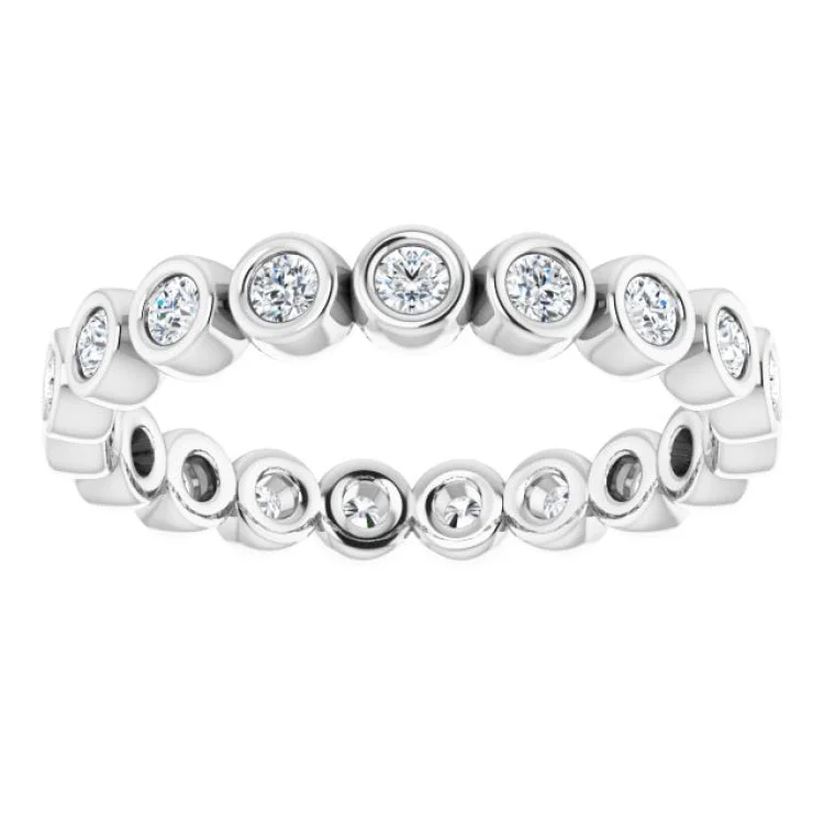 Trendy Stacking Rings For Casual Look-14K White 3/8 CTW Natural Diamond Eternity Band Size 5