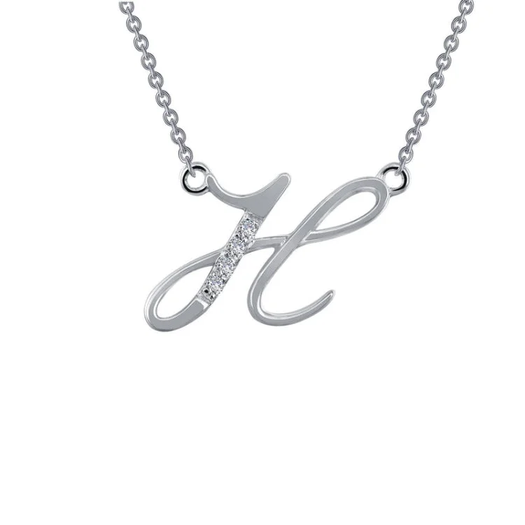 Custom Gemstone Pendant Necklace For Weddings-Letter H Pendant Necklace