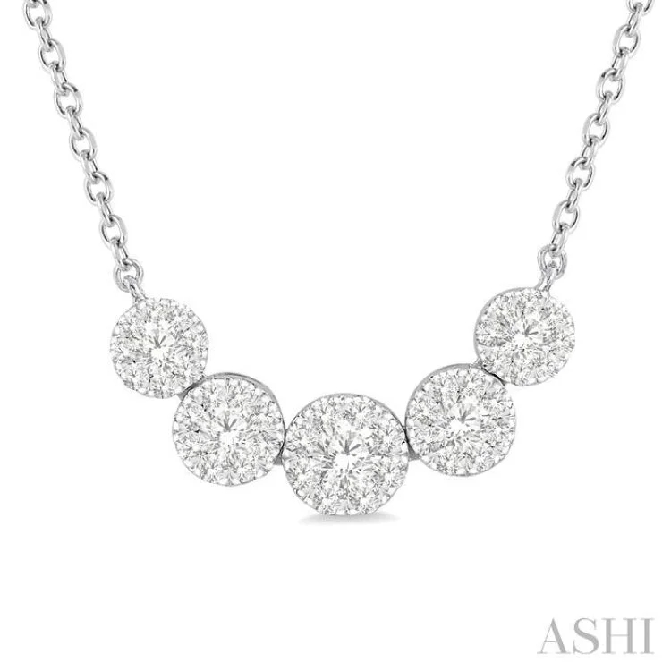 Trendy Statement Necklace For Fashionistas-1/2 Ctw Round Cut Diamond Lovebright Necklace in 14K White Gold