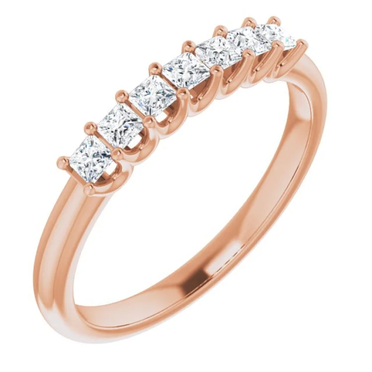 Simple Engagement Rings For Minimalist Style-14K Rose 1/3 CTW Natural Diamond Anniversary Band