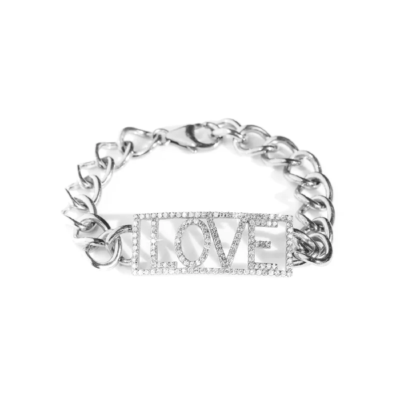 Women’s Adjustable Charm Bracelets-Open Your Heart LOVE ID Bracelet B03416GR