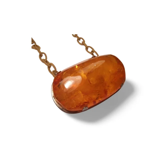 Custom Nameplate Necklace For Gifts-Fabulous Antique Natural Old Baltic Sea Amber Brooch Pin Pendant Necklace