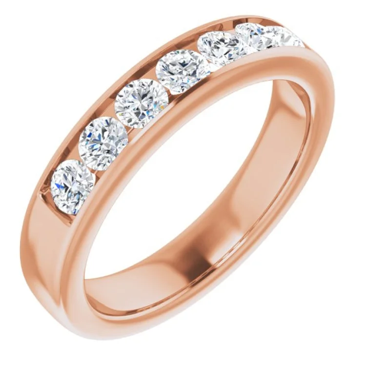 Trendy Gold Wedding Rings For Bridesmaids-14K Rose 1 CTW Natural Diamond Band