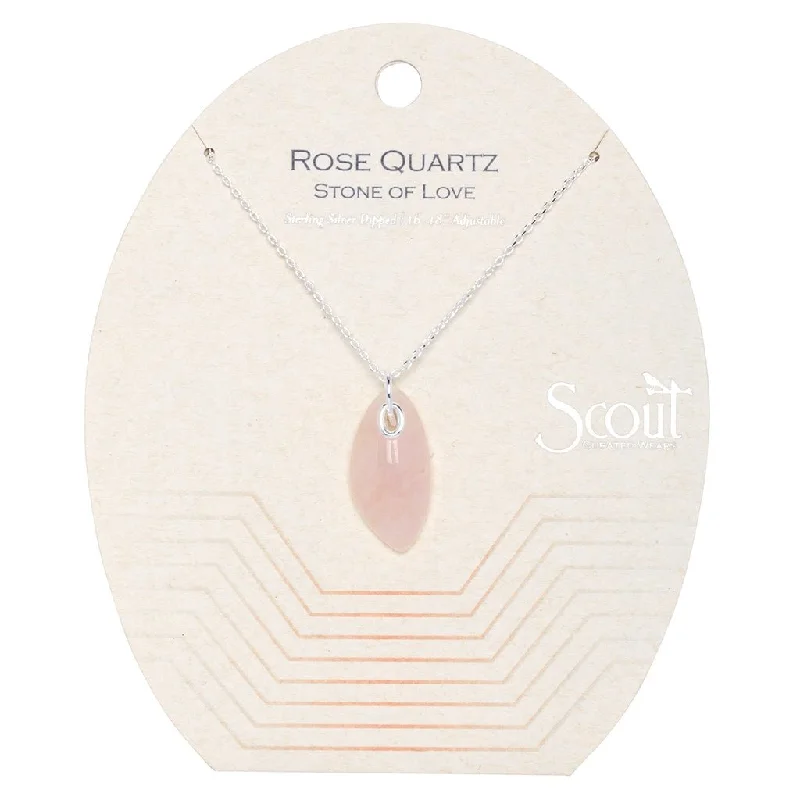 Simple Name Necklace For Casual Wear-Scout Curated Wears : Organic Stone Necklace Rose Quartz/Silver - Stone of Love