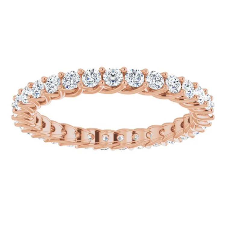 Vintage-Inspired Rings For Brides-14K Rose 9/10 CTW Natural Diamond Eternity Band